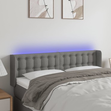vidaXL Κεφαλάρι Κρεβατιού LED Σκούρο Γκρι 147x16x78/88cm Υφασμάτινο 1 τεμ.