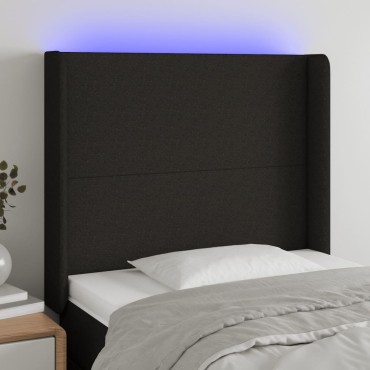 vidaXL Κεφαλάρι Κρεβατιού LED Μαύρο 83x16x118/128cm Υφασμάτινο 1 τεμ.