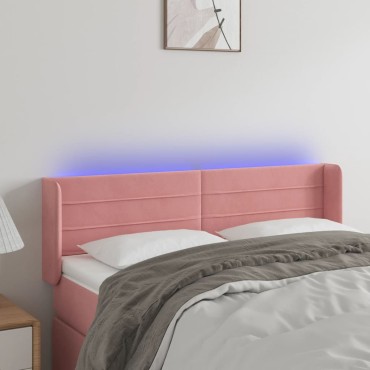 vidaXL Κεφαλάρι Κρεβατιού LED Ροζ 147x16x78/88cm Βελούδινο 1 τεμ.