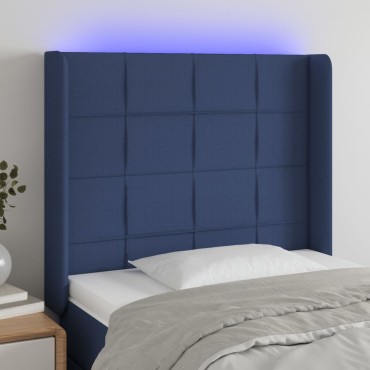 vidaXL Κεφαλάρι Κρεβατιού LED Μπλε 103x16x118/128cm Υφασμάτινο 1 τεμ.