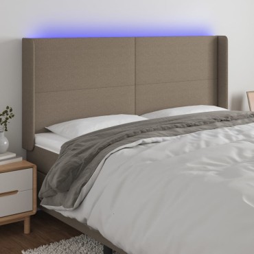 vidaXL Κεφαλάρι Κρεβατιού LED Taupe 163x16x118/128cm Υφασμάτινο 1 τεμ.