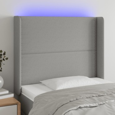vidaXL Κεφαλάρι Κρεβατιού LED Ανοιχτό Γκρι 103x16x118/128cm 1 τεμ.