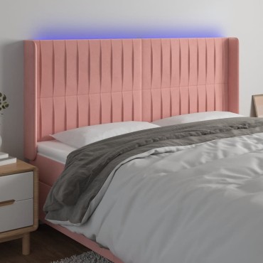 vidaXL Κεφαλάρι Κρεβατιού LED Ροζ 183x16x118/128cm Βελούδινο 1 τεμ.