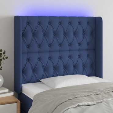 vidaXL Κεφαλάρι Κρεβατιού LED Μπλε 103x16x118/128cm Υφασμάτινο 1 τεμ.