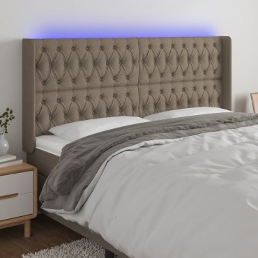 vidaXL Κεφαλάρι Κρεβατιού LED Taupe 183x16x118/128cm Υφασμάτινο 1 τεμ.