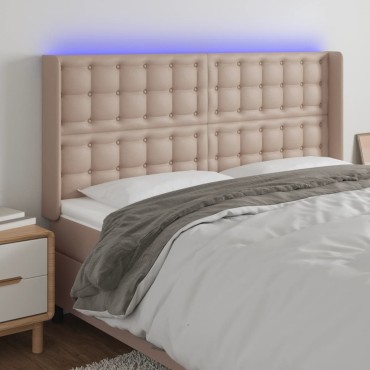 vidaXL Κεφαλάρι Κρεβατιού LED Καπουτσίνο 203x16x118/128 εκ 1 τεμ.