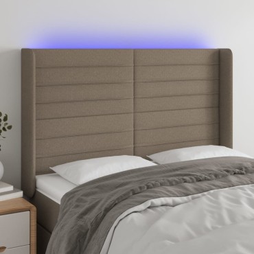 vidaXL Κεφαλάρι Κρεβατιού LED Taupe 147x16x118/128cm Υφασμάτινο 1 τεμ.