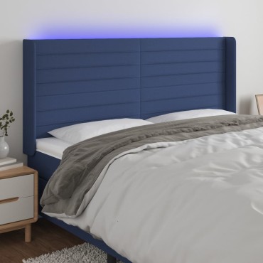 vidaXL Κεφαλάρι Κρεβατιού LED Μπλε 183x16x118/128cm Υφασμάτινο 1 τεμ.