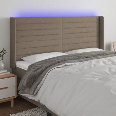 vidaXL Κεφαλάρι Κρεβατιού LED Taupe 203x16x118/128cm Υφασμάτινο 1 τεμ.