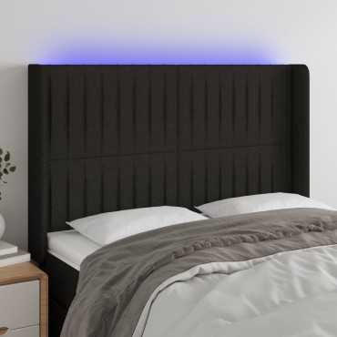 vidaXL Κεφαλάρι Κρεβατιού LED Μαύρο 147x16x118/128cm Υφασμάτινο 1 τεμ.