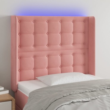 vidaXL Κεφαλάρι Κρεβατιού LED Ροζ 103x16x118/128cmΒελούδινο 1 τεμ.