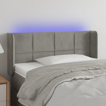 vidaXL Κεφαλάρι Κρεβατιού LED Ανοιχτό Γκρι 93x16x78/88cm Βελούδινο 1 τεμ.