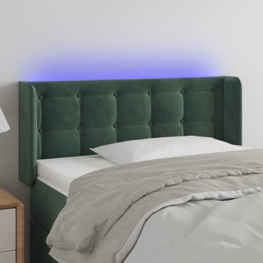 vidaXL Κεφαλάρι Κρεβατιού LED Σκούρο Πράσινο 93x16x78/88cm Βελούδινο 1 τεμ.