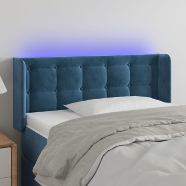 vidaXL Κεφαλάρι Κρεβατιού LED Σκούρο Μπλε 103x16x78/88cm Βελούδινο 1 τεμ.