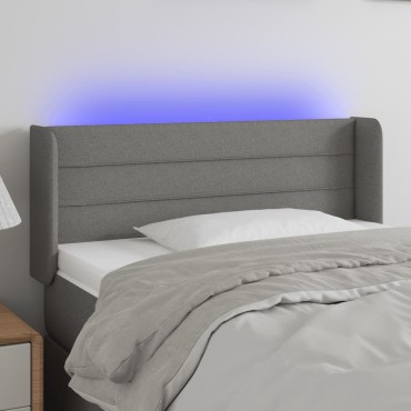 vidaXL Κεφαλάρι Κρεβατιού LED Σκούρο Γκρι 103x16x78/88cm Υφασμάτινο 1 τεμ.