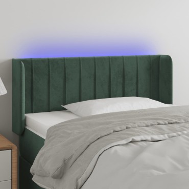 vidaXL Κεφαλάρι Κρεβατιού LED Σκούρο Πράσινο 83x16x78/88cm Βελούδινο 1 τεμ.