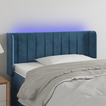 vidaXL Κεφαλάρι Κρεβατιού LED Σκούρο Μπλε 103x16x78/88cm Βελούδινο 1 τεμ.