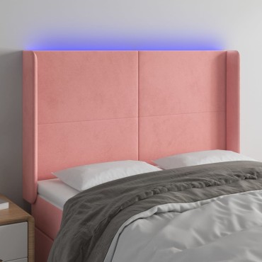 vidaXL Κεφαλάρι Κρεβατιού LED Ροζ 147x16x118/128cm Βελούδινο 1 τεμ.