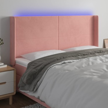 vidaXL Κεφαλάρι Κρεβατιού LED Ροζ 163x16x118/128cm Βελούδινο 1 τεμ.
