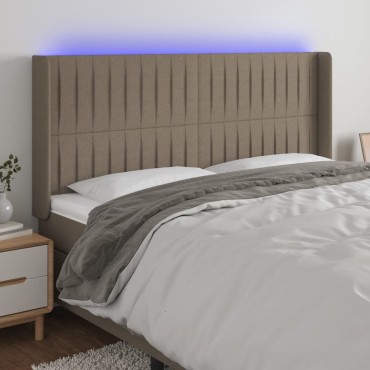 vidaXL Κεφαλάρι Κρεβατιού LED Taupe 203x16x118/128cm Υφασμάτινο 1 τεμ.