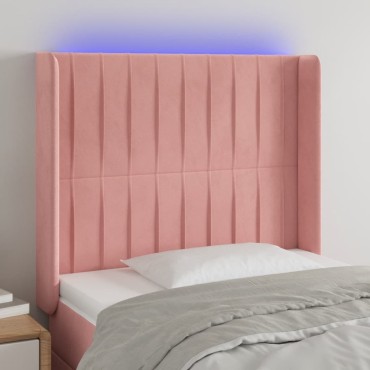 vidaXL Κεφαλάρι Κρεβατιού LED Ροζ 103x16x118/128cmΒελούδινο 1 τεμ.