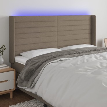 vidaXL Κεφαλάρι Κρεβατιού LED Taupe 163x16x118/128cm Υφασμάτινο 1 τεμ.