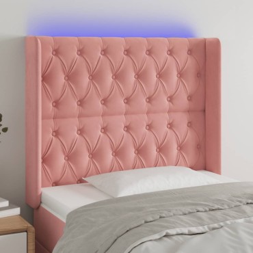 vidaXL Κεφαλάρι Κρεβατιού LED Ροζ 103x16x118/128cmΒελούδινο 1 τεμ.