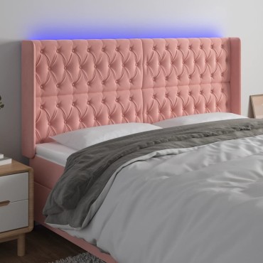 vidaXL Κεφαλάρι Κρεβατιού LED Ροζ 183x16x118/128cm Βελούδινο 1 τεμ.