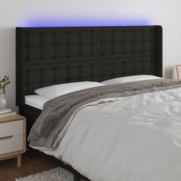 vidaXL Κεφαλάρι Κρεβατιού LED Μαύρο 183x16x118/128cm Υφασμάτινο 1 τεμ.