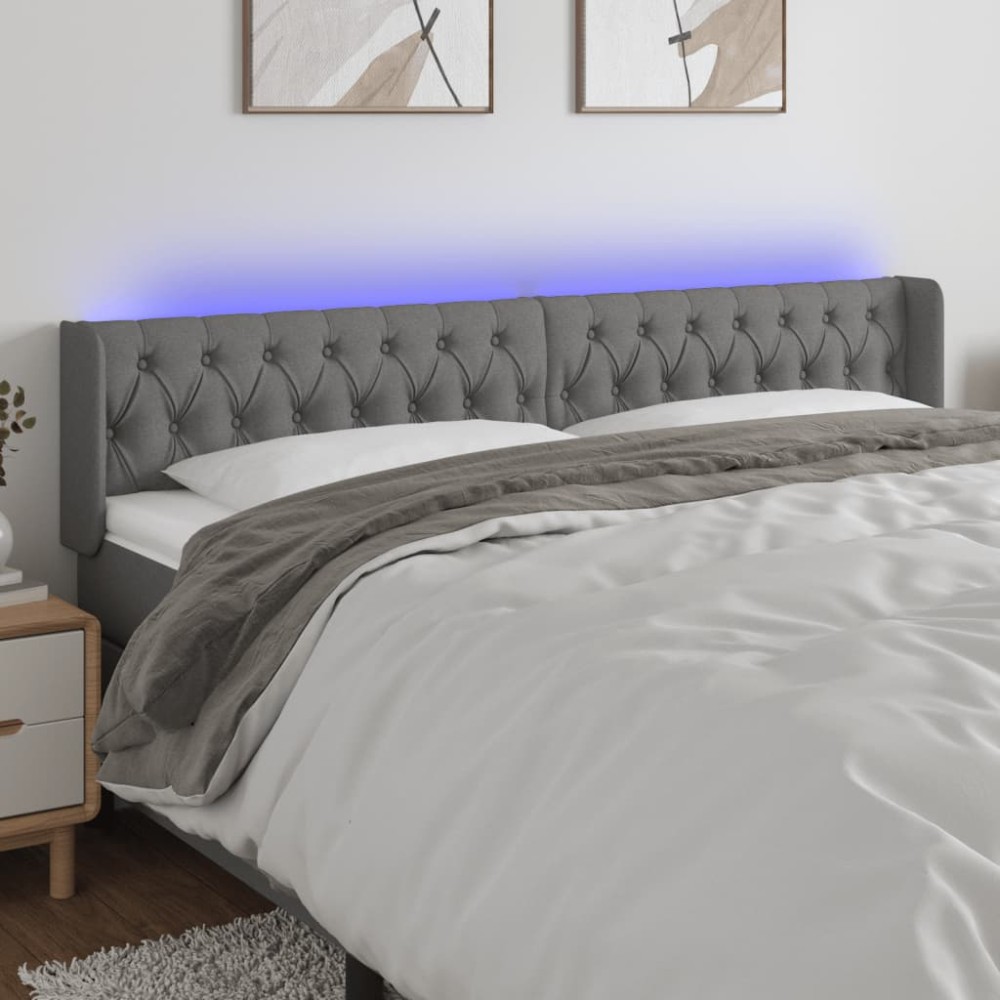 vidaXL Κεφαλάρι Κρεβατιού LED Σκούρο Γκρι 203x16x78/88cm Υφασμάτινο 1 τεμ. vidaXL Κεφαλάρι Κρεβατιού LED Σκούρο Γκρι 203x16x78/88cm Υφασμάτινο 1 τεμ.