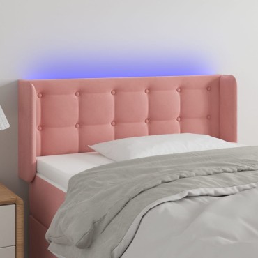 vidaXL Κεφαλάρι Κρεβατιού LED Ροζ 103x16x78/88cm Βελούδινο 1 τεμ.