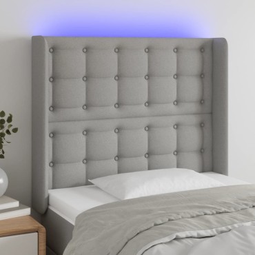 vidaXL Κεφαλάρι Κρεβατιού LED Ανοιχτό Γκρι 93x16x118/128cm Υφασμάτινο 1 τεμ.
