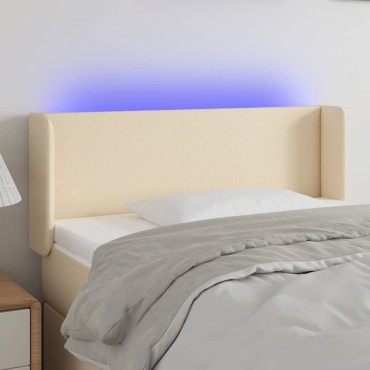 vidaXL Κεφαλάρι Κρεβατιού LED Κρεμ 103x16x78/88cm Υφασμάτινο 1 τεμ.