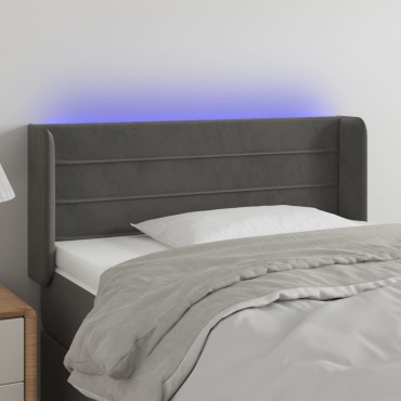 vidaXL Κεφαλάρι Κρεβατιού LED Σκούρο Γκρι 83x16x78/88cm Βελούδινο 1 τεμ.