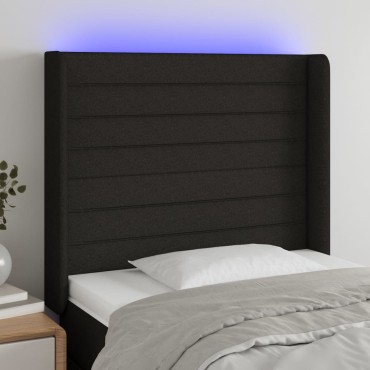 vidaXL Κεφαλάρι Κρεβατιού LED Μαύρο 83x16x118/128cm Υφασμάτινο 1 τεμ.