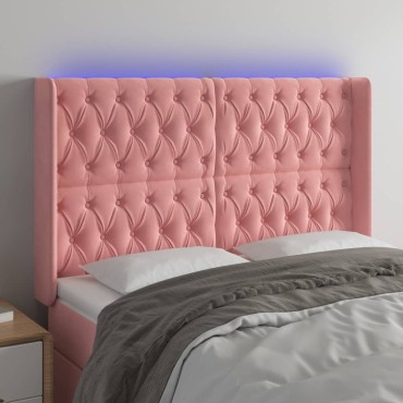 vidaXL Κεφαλάρι Κρεβατιού LED Ροζ 163x16x118/128cm Βελούδινο 1 τεμ.