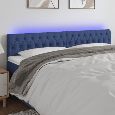 vidaXL Κεφαλάρι Κρεβατιού LED Μπλε 200x7x78/88cm Υφασμάτινο 1 τεμ.