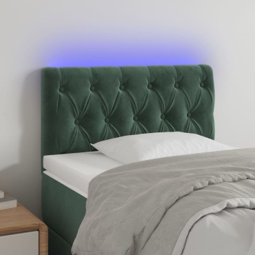 vidaXL Κεφαλάρι Κρεβατιού LED Σκούρο Πράσινο 80x7x78/88cm Βελούδινο 1 τεμ.