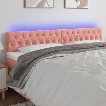 vidaXL Κεφαλάρι Κρεβατιού LED Ροζ 200x7x78/88cm Βελούδινο 1 τεμ.