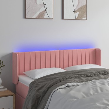 vidaXL Κεφαλάρι Κρεβατιού LED Ροζ 147x16x78/88cm Βελούδινο 1 τεμ.