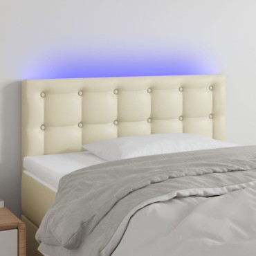 vidaXL Κεφαλάρι Κρεβατιού LED Κρεμ 100x5x78/88cm από Συνθετικό Δέρμα 1 τεμ.