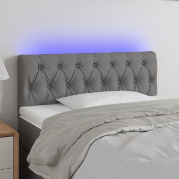 vidaXL Κεφαλάρι Κρεβατιού LED Σκούρο Γκρι 90x7x78/88cm Υφασμάτινο 1 τεμ.