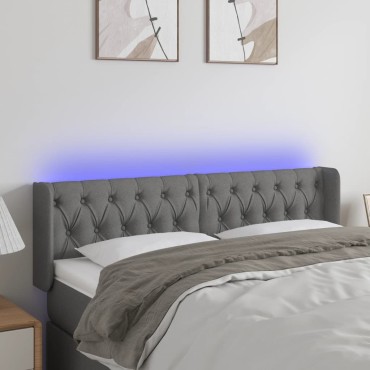 vidaXL Κεφαλάρι Κρεβατιού LED Σκούρο Γκρι 163x16x78/88cm Υφασμάτινο 1 τεμ.
