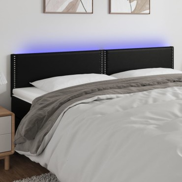 vidaXL Κεφαλάρι Κρεβατιού LED Μαύρο 180x5x78/88cm Συνθετ. Δέρμα 1 τεμ.