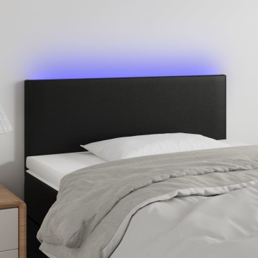 vidaXL Κεφαλάρι Κρεβατιού LED Μαύρο 90x5x78/88cm από Συνθετικό Δέρμα 1 τεμ.