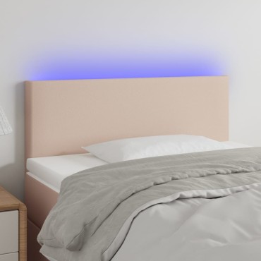 vidaXL Κεφαλάρι Κρεβατιού LED Καπουτσίνο 100x5x78/88cm Συνθετ. Δέρμα 1 τεμ.