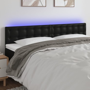 vidaXL Κεφαλάρι Κρεβατιού LED Μαύρο 200x5x78/88cm Συνθετ. Δέρμα 1 τεμ.