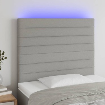 vidaXL Κεφαλάρι Κρεβατιού LED Ανοιχτό Γκρι 100x5x118/128cm Υφασμάτινο 1 τεμ.
