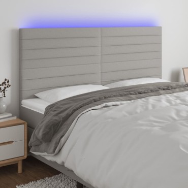 vidaXL Κεφαλάρι Κρεβατιού LED Ανοιχτό Γκρι 160x5x118/128cm Υφασμάτινο 1 τεμ.