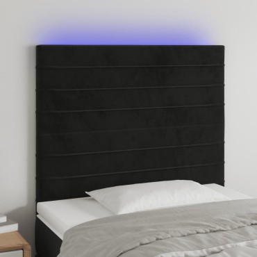 vidaXL Κεφαλάρι Κρεβατιού LED Μαύρο 80x5x118/128cm Βελούδινο 1 τεμ.